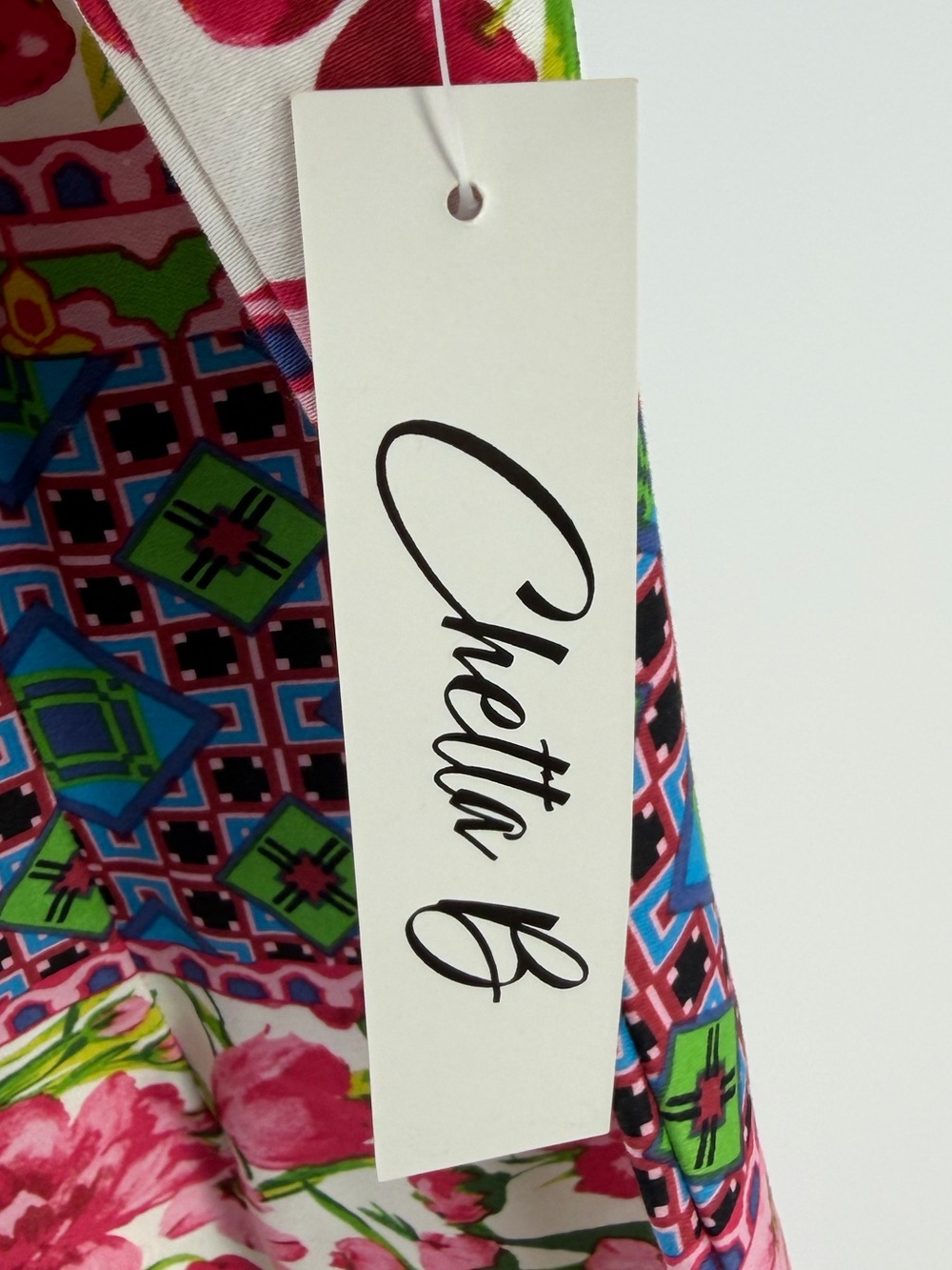 NWT Chetta B Floral Cherry Print Sleeveless Cotton Dress, Women's 14 - Picture 9 of 9